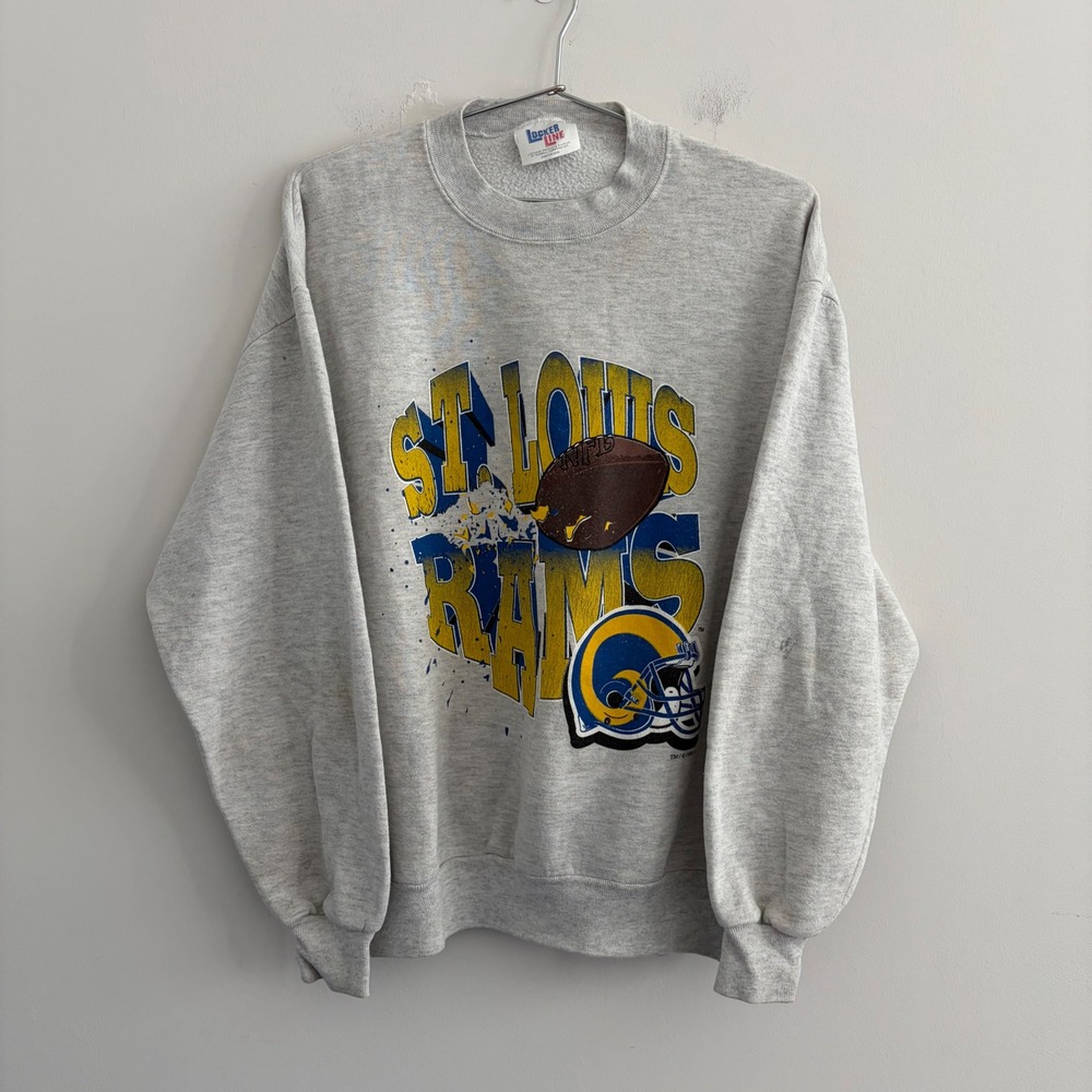 Vintage 1995 St Louis Rams Locker Line Crewneck Sweatshirt Gray Mens XL